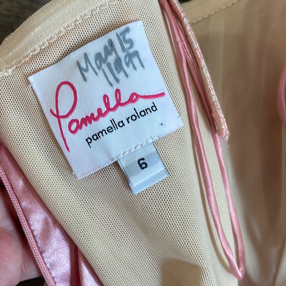 Pamella Roland Metallic Pearl Pink Evening Dress - Picture 9 of 9